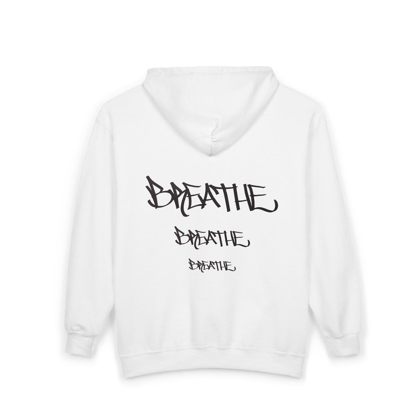 BREATHE (HAND DRAWN) Full Zip Hoodie (WHITE)