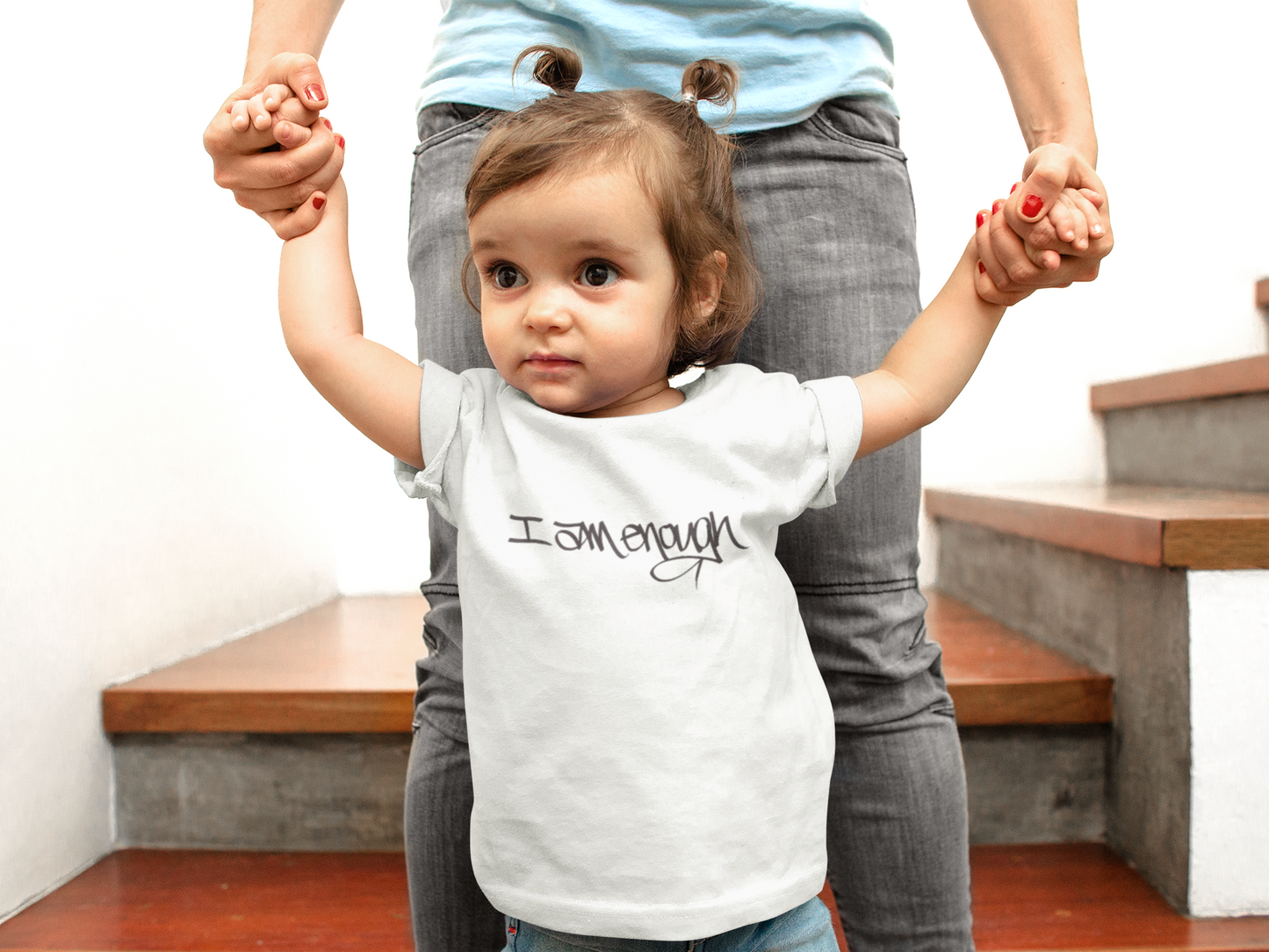 I Am Enough, You Are Enough (WHITE) - FUTURE Organic Rib Baby Tee