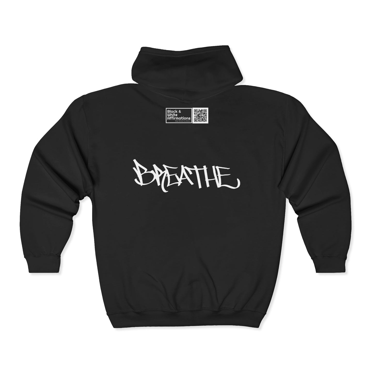 BREATHE (HAND DRAWN) Full Zip Hoodie (BLACK)