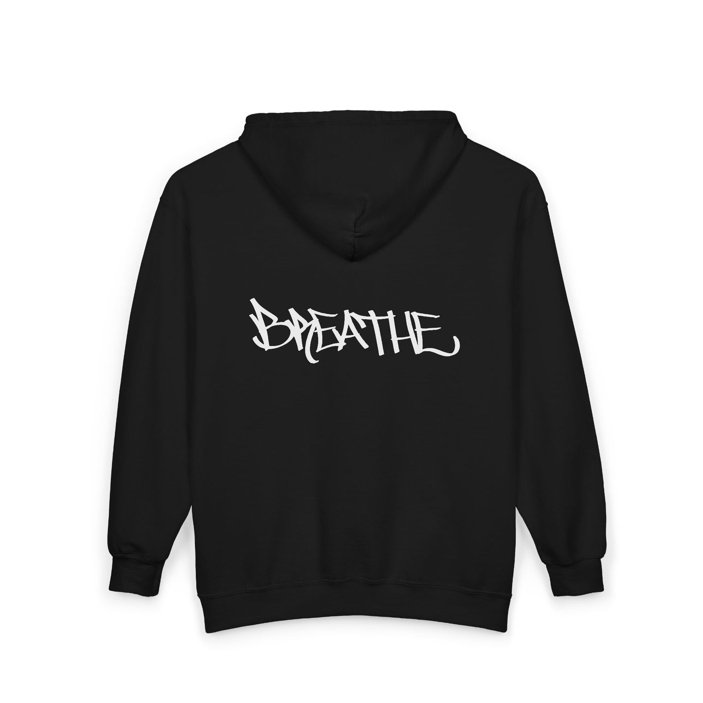 BREATHE (HAND DRAWN) Full Zip Hoodie (BLACK)