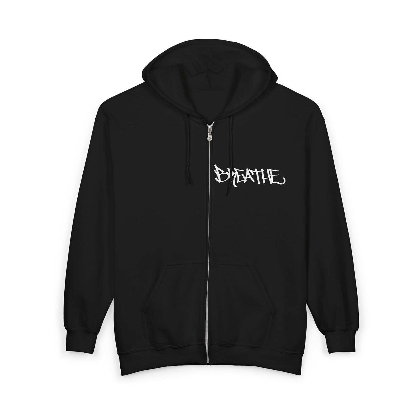 BREATHE (HAND DRAWN) Full Zip Hoodie (BLACK)