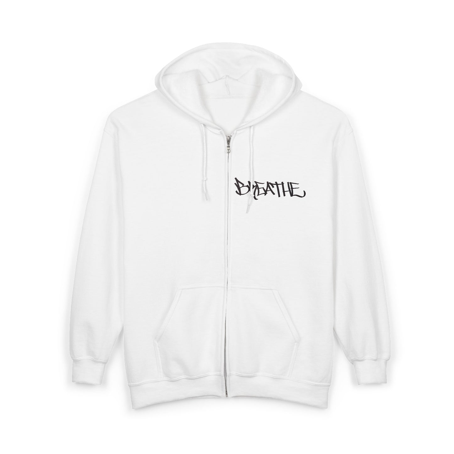 BREATHE (HAND DRAWN) Full Zip Hoodie (WHITE)