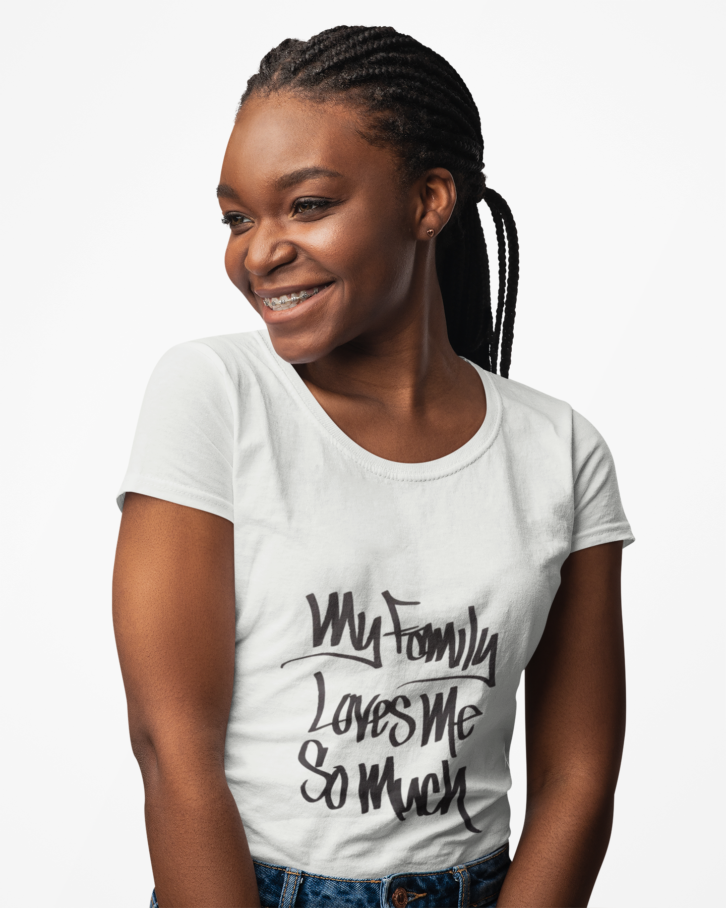 MY FAMILY LOVES ME SO MUCH WOMEN'S (HAND DRAWN) - WHITE