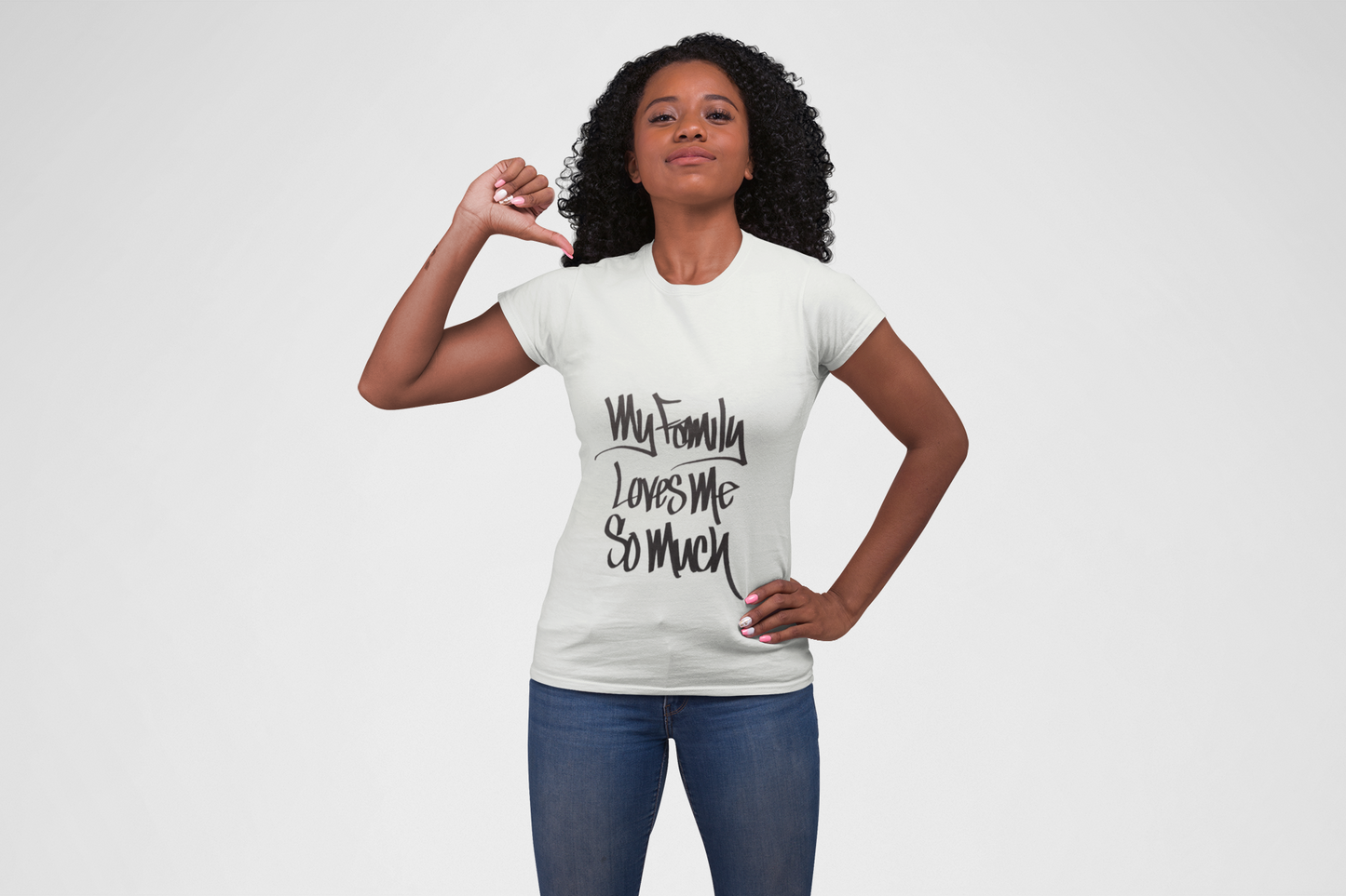MY FAMILY LOVES ME SO MUCH WOMEN'S (HAND DRAWN) - WHITE