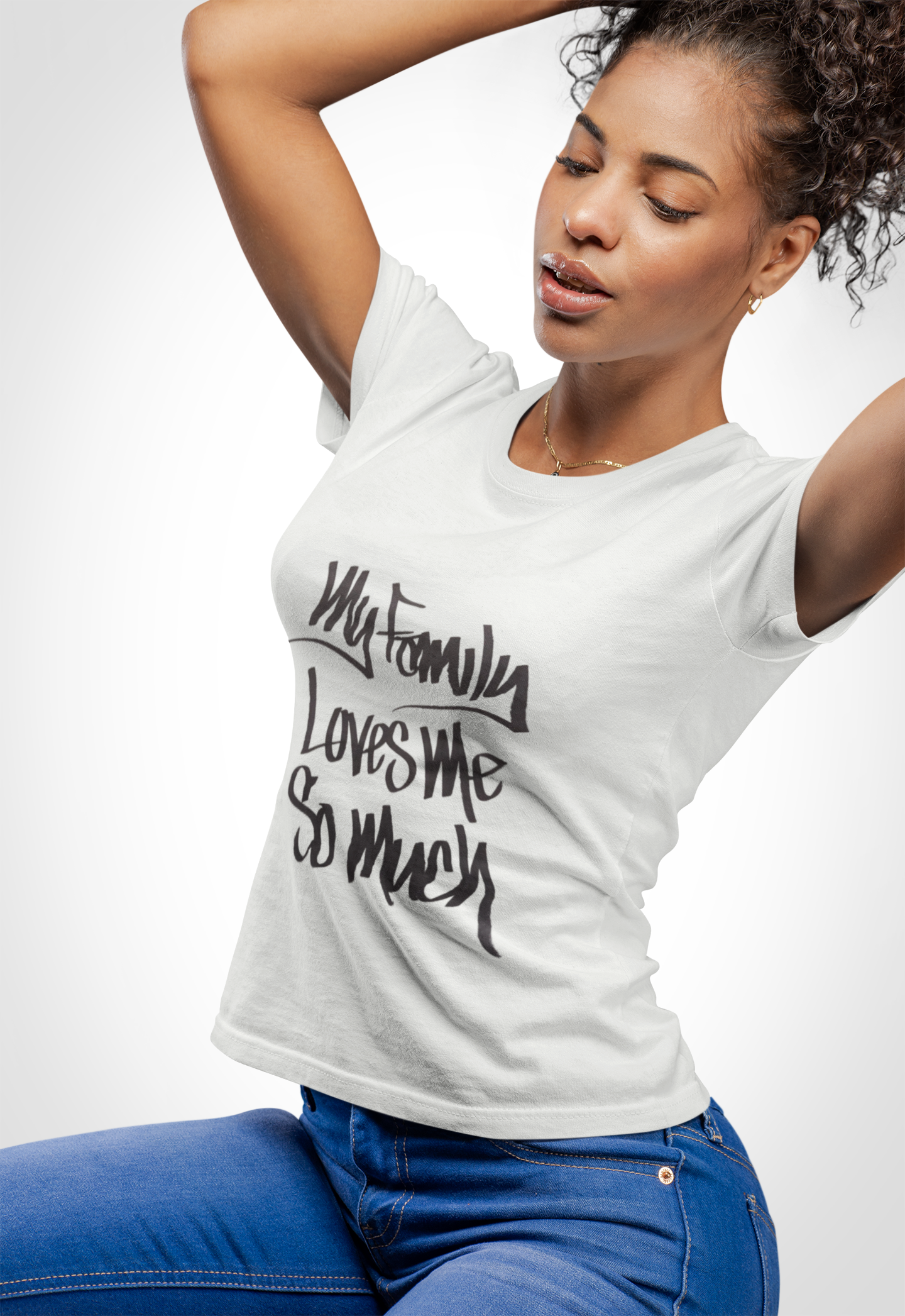 MY FAMILY LOVES ME SO MUCH WOMEN'S (HAND DRAWN) - WHITE