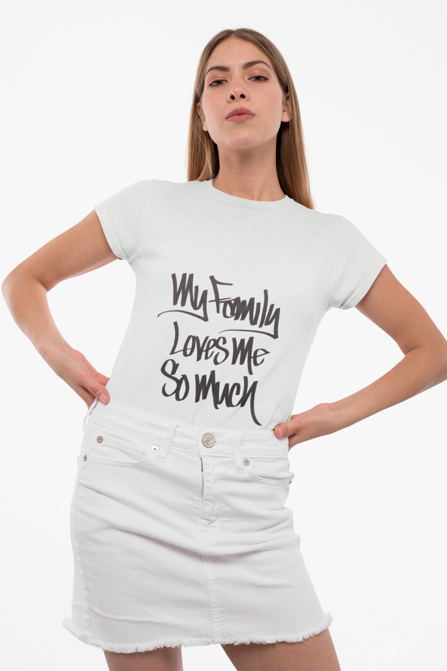 MY FAMILY LOVES ME SO MUCH WOMEN'S (HAND DRAWN) - WHITE