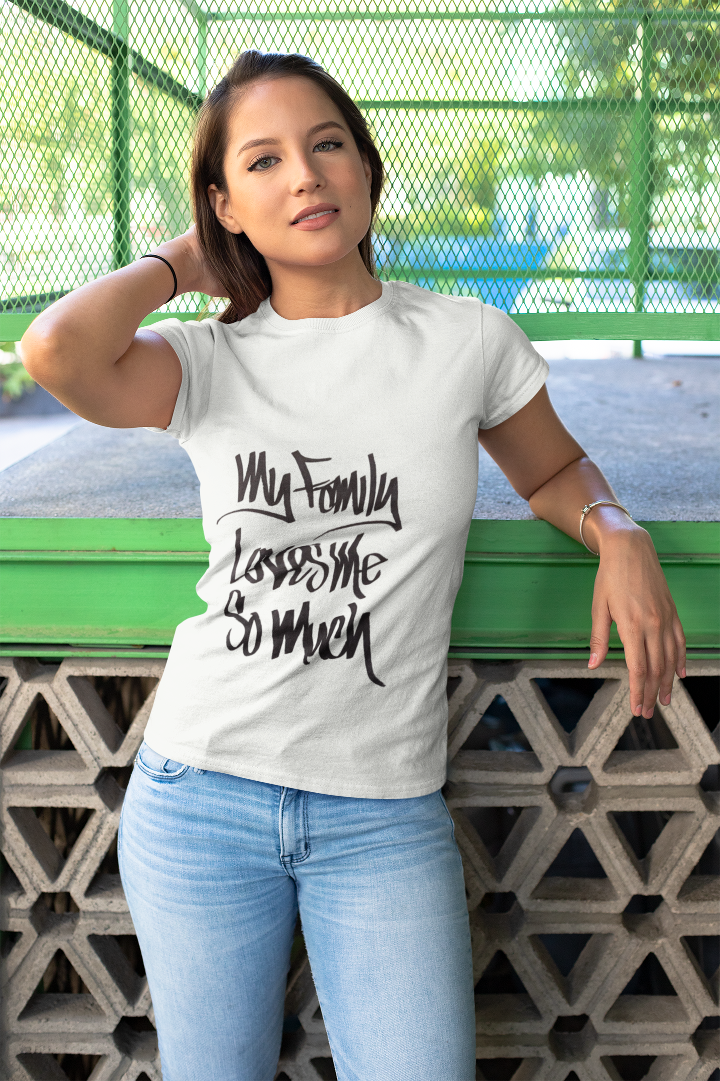 MY FAMILY LOVES ME SO MUCH WOMEN'S (HAND DRAWN) - WHITE