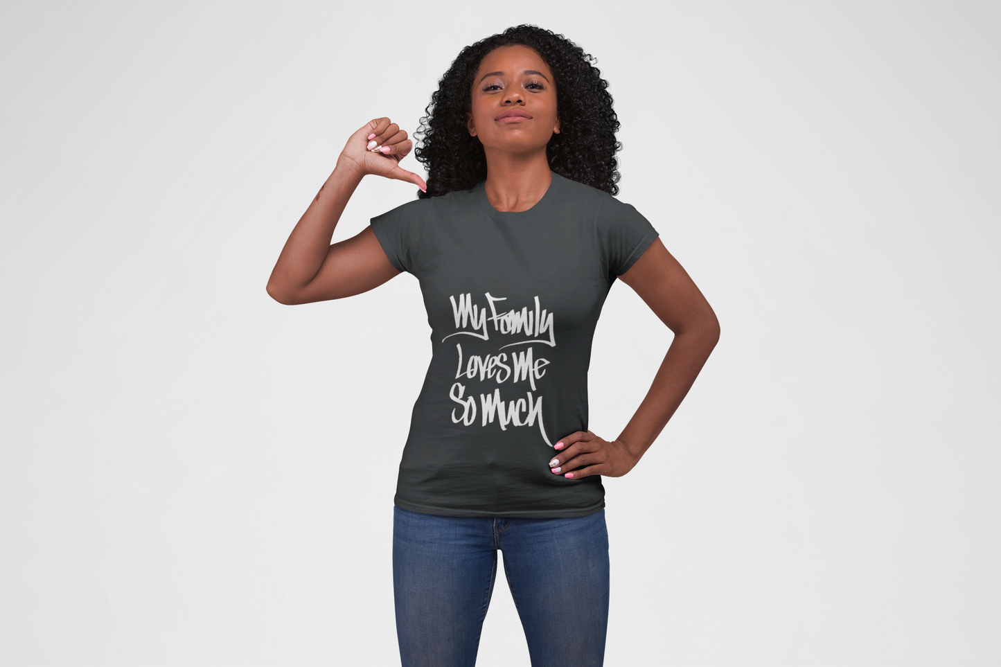 MY FAMILY LOVES ME SO MUCH WOMEN'S (HAND DRAWN) - BLACK