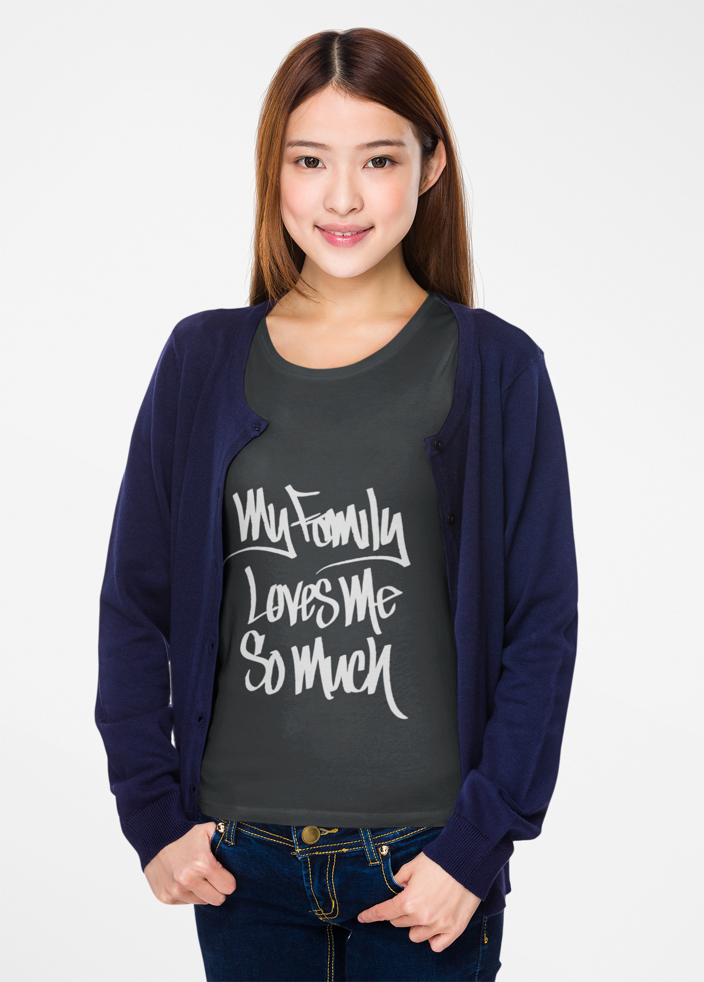 MY FAMILY LOVES ME SO MUCH WOMEN'S (HAND DRAWN) - BLACK