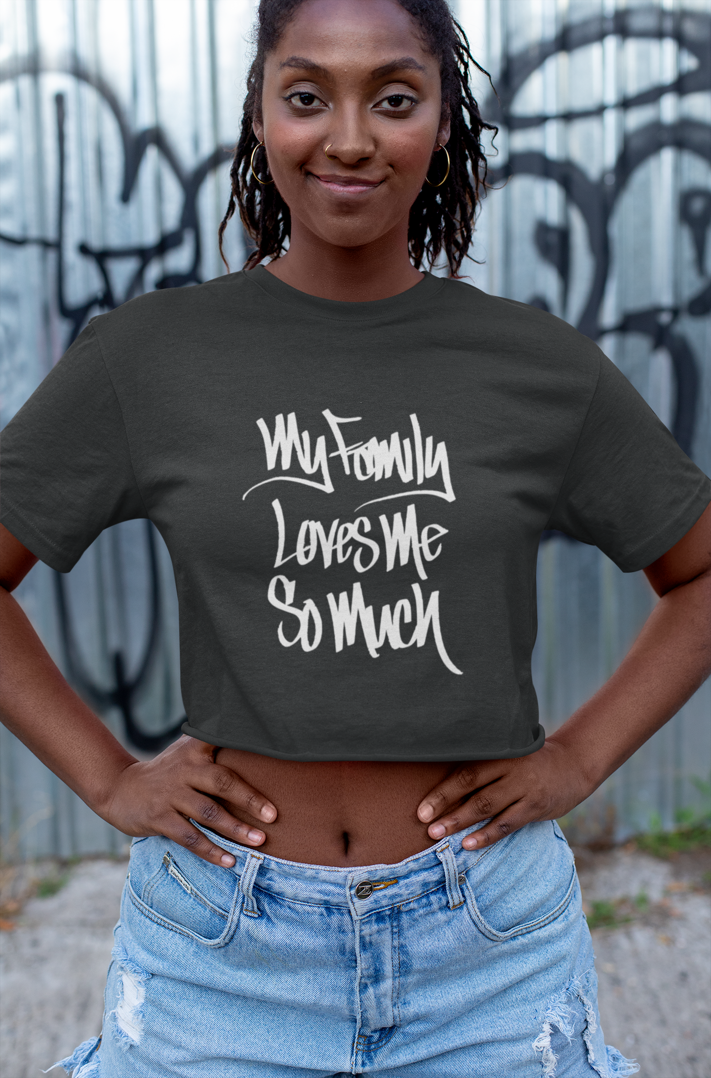 MY FAMILY LOVES ME SO MUCH WOMEN'S (HAND DRAWN) - BLACK