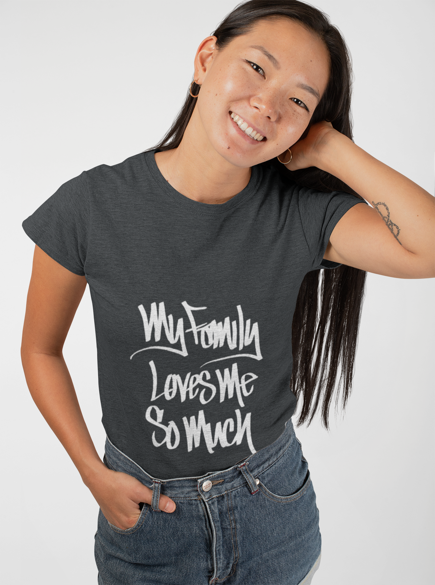 MY FAMILY LOVES ME SO MUCH WOMEN'S (HAND DRAWN) - BLACK