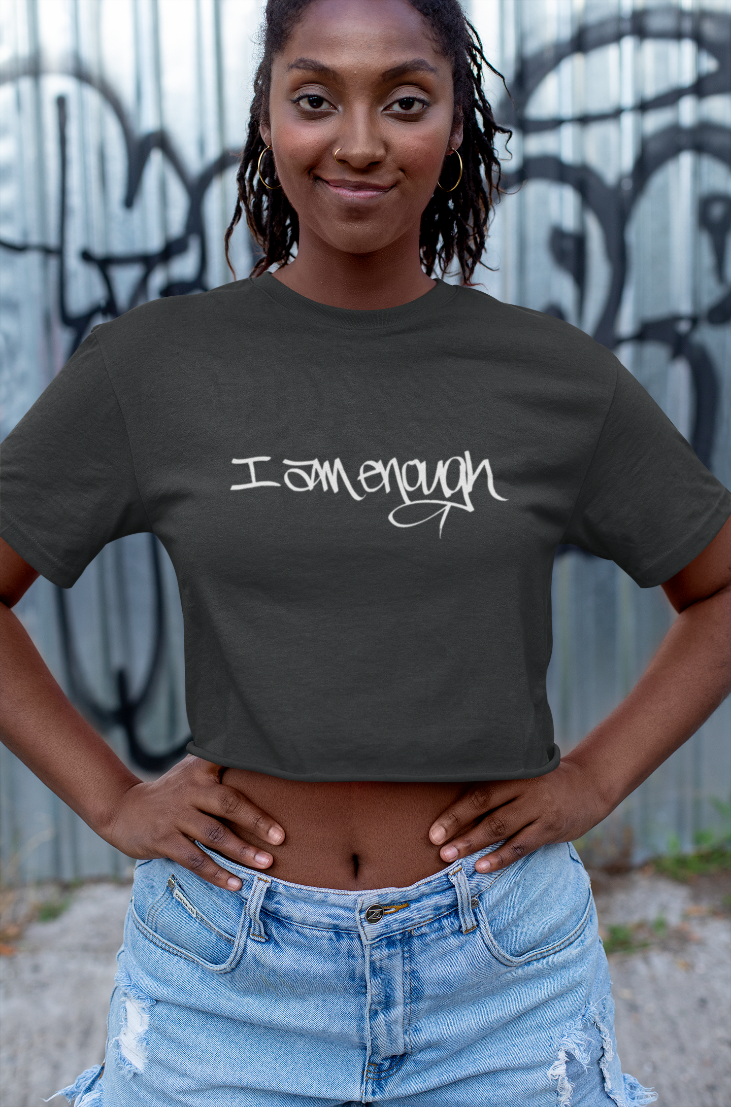 I AM ENOUGH, YOU ARE ENOUGH WOMEN'S (HAND DRAWN) - BLACK