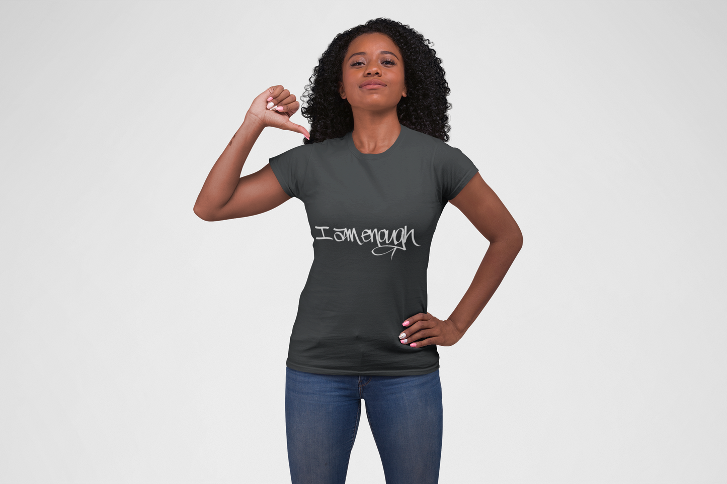 I AM ENOUGH, YOU ARE ENOUGH WOMEN'S (HAND DRAWN) - BLACK