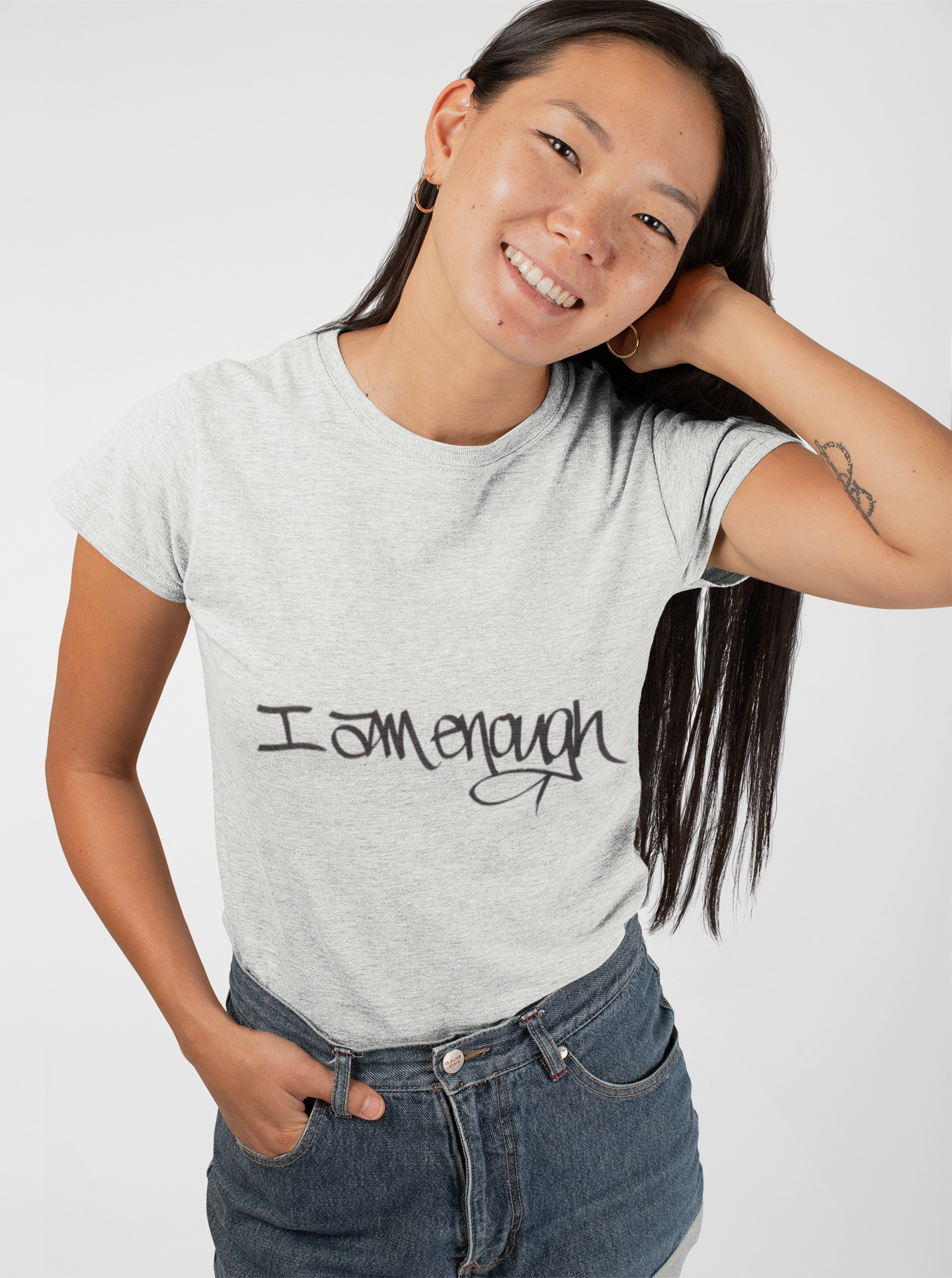 I AM ENOUGH, YOU ARE ENOUGH WOMEN'S (HAND DRAWN) - WHITE