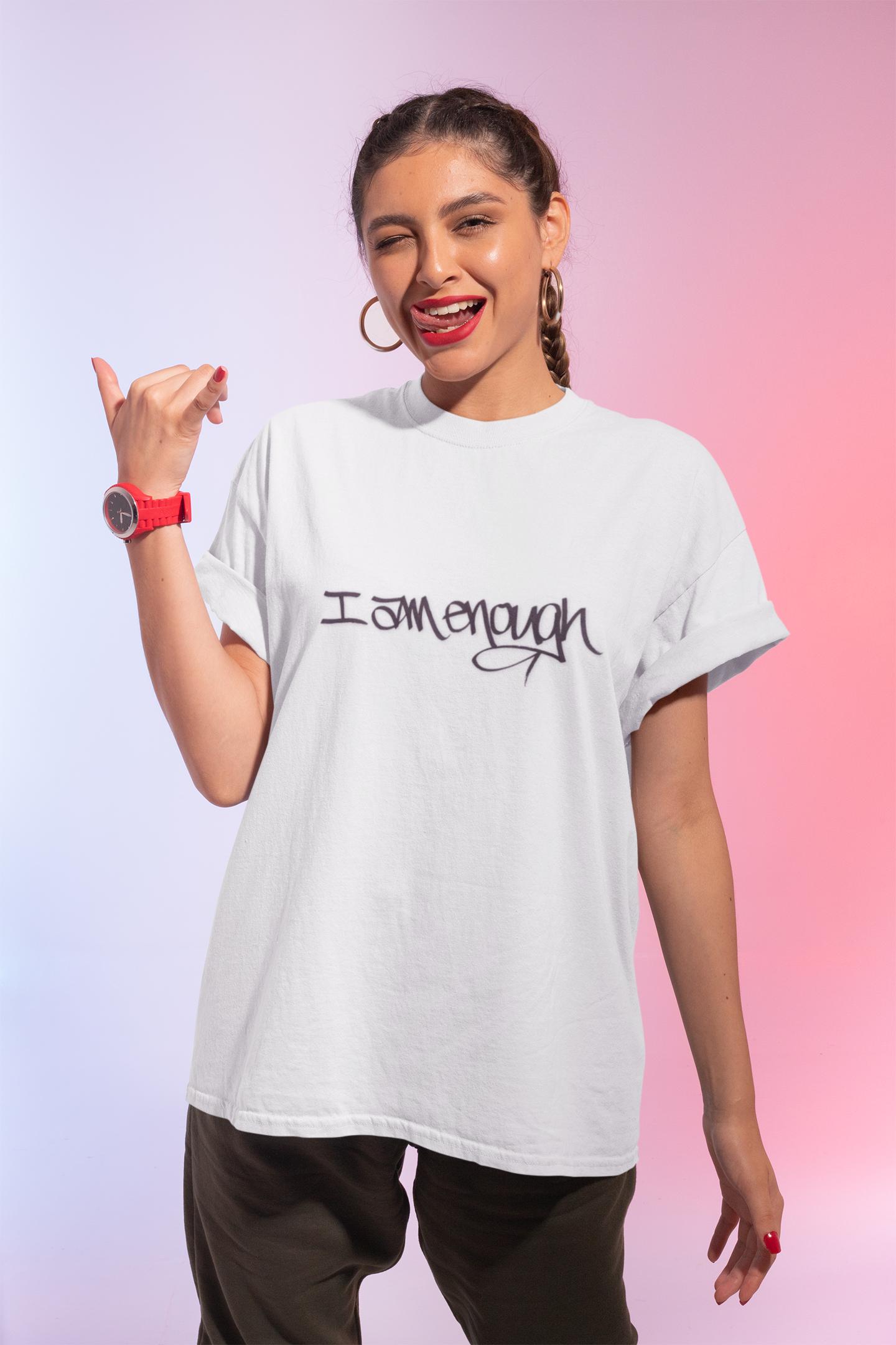 I AM ENOUGH, YOU ARE ENOUGH (HAND DRAWN) WHITE