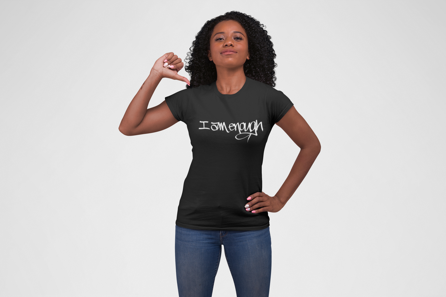I AM ENOUGH, YOU ARE ENOUGH (HAND DRAWN) BLACK