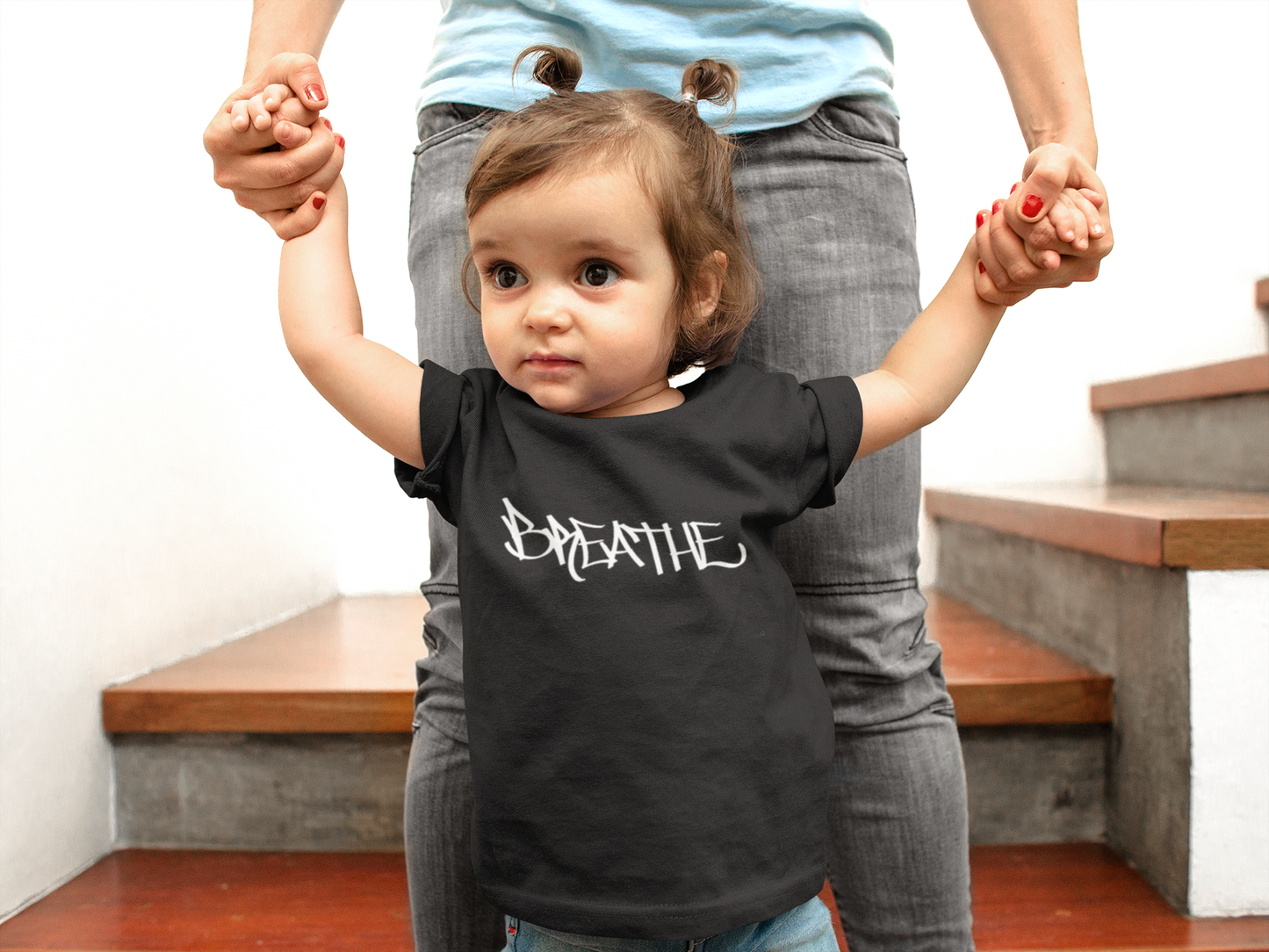 Breathe (BLACK) - FUTURE Organic Rib Baby Tee