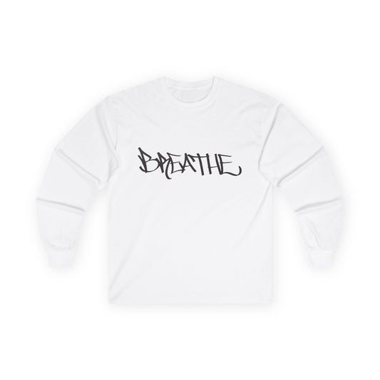 BREATHE (HAND DRAWN) Long Sleeve Tee (WHITE)